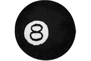 Wokii Alfombra de billar de simulación de 8 bolas, redonda, suave, antideslizante, para baño, dormitorio, decoración de niños, alfombra negra para sala de estar, decoración de fiestas, 100 x 100 cm