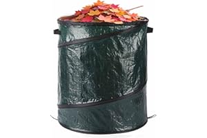 PROMAXSTAR Garden Waste Bag & Camping Trash Can,Collapsible Large Heavy Duty Pop-Up Sack with Handles, Reusable Bin for Leaves Rubbish Toys, Ideal for Gardening Hiking Picnics Lawn Care Yard Storage (Green-38L)