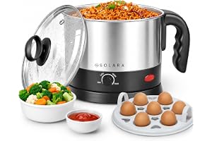 SOLARA Electric Kettle Multipurpose 1.5 Litre, 600 Watts, Stainless Steel Body with Glass Lid, 3 Boiling Modes, for Hot Water, Milk, Tea, Coffee, Cooking Oats, Noodles, Soup, Egg Boiler Machine-Black