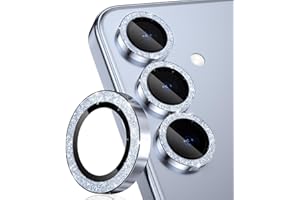 CloudValley für Samsung Galaxy S25 Kameraschutz, HD-Klar, Kratzfest, Ultra-Dünnes Individuelle Gehärtetes Glas Zubehör mit Aluminiumrand,Glitzer Eisblau