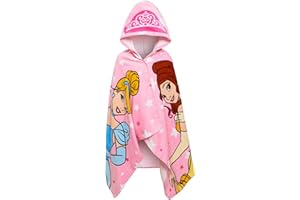 Disney Asciugamano con cappuccio Kids Princess 100% cotone Poncho per ragazze Grande asciugamano da bagno per bambini Spiaggia Piscina Avvolgimento caldo Cambio copertura nuoto