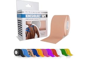 Titanium Sports Kinesiology Tape - 5m Roll of Elastic Water Resistant Tape for Support & Muscle Recovery - Quality Sports Tape
