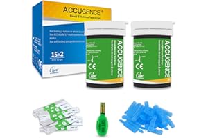 ACCUGENCE Blood Ketone Test Strips 30pcs and 30 Lancets, Keto Strips (Suitable for ACCUGENCE 3in1 Meter)