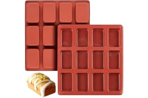 BREEZO Mini Loaf Pan, 2PCS 12-Cavities Non-Stick Mini Brownie Baking Tin, Mini Bread Pan, Bread Baking Mold, Silicone Mini Loaf Baking Tray for Mini Bread, Brownie, Cornbread, Cheesecake