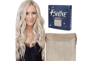 Fshine Hilo Extensiones de Cabello Humano 16 Pulgadas/40CM 80g Extension Rubio Blanca Pelo Hilo on Cabello Humano Lacio #1000 Extensiones Hilo Invisible Cabello de Humano Pelo #1000