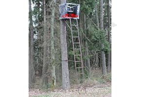 SUTTER Transportabler Hochsitz & praktische Ansitzleiter 5,4 m/mit 360° Drehsitz, inkl. Tarnnetz, aus robustem Stahl