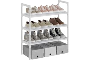 AcornFort® S-521 Étagère à Chaussures à 3 Niveaux, Range-Chaussure, Porte-Chaussure, Conception très Robuste,pour 9 Paires de Chaussures, 56 x 30 x 65 cm, pour entrée, Chambre à Coucher (Blanc)
