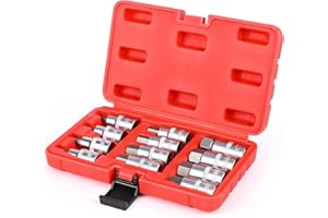 EUAKEE 12-częściowy zestaw kompasów sześciokątnych, zestaw nasadek sześciokątnych 1/2, stalowe tuleje narzędziowe 5-22 mm z przenośną obudową, antykorozyjne do zastosowań motoryzacyjnych i przemysłowych