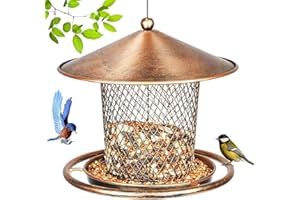 GTJEOI Mangiatoia per Uccelli da Appendere, Mangiatoia Uccellini da Esterno, Mangiatoie per Uccelli Selvatici Grande Capacità, Mangiatoia per Uccellini Metallo Impermeabile per Giardino e Balcone