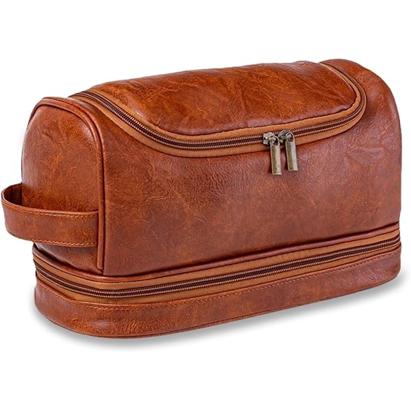 Herren Kulturbeutel PU-Leder - 3 Fächer Mit Schuhbeuteln