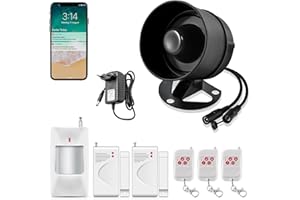 FUERS Alarma Puerta con Sirena, Alarmas para Casa WiFi sin Cuotas 115dB Sirena Alarma con Sensor de Movimiento, Sensor Puerta, Control Remoto Sistema de Seguridad para el Hogar Compatible con Alexa