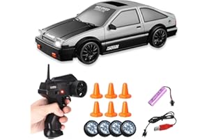 Siereolly Coche de derrape teledirigido a escala 1:24, 2,4 GHz, 15 km/h, tracción en las 4 ruedas, coche de carreras teledirigido con faros de trabajo, regalo para adultos y niños