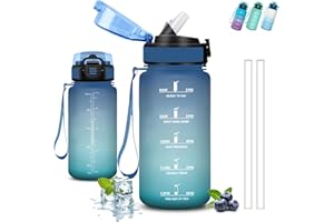 GRSTA Borraccia, 500ml Borraccia Bambini, Borraccie con Cannuccia, Senza Perdite, Borraccie Motivazionale, Facile da Pulire, Borracce Acqua, Con Chiusura di Sicurezza, Borracce per Scuole, Campeggio, Corsa