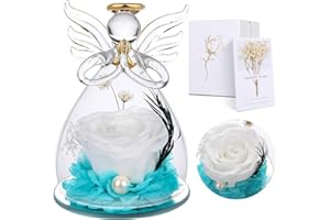 TOULOUBE Gift for Mother, Real Eternal Rose Gift with Angel Sculpture Gifts for Women, Mum, Grandma, Wife - Preserved Roses in Luxury Gift Box with Flower Card, Gifts for her on Birthday, Anniversary