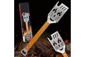 Landrip 8 in 1 Multifunctional BBQ Tool -DIY Outdoor Grill Spatula, Stainless Steel, Wooden Handle - BBQ Gifts for Men