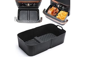 ENSINE Moule Silicone Air Fryer pour Ninja AF500EU, Accessoire Air Fryer Réutilisable pour Ninja Foodi Flex 10,4 L，Airfryer Pot Carrée pour ninja air fryer, Four, Micro-Ondes, Noir