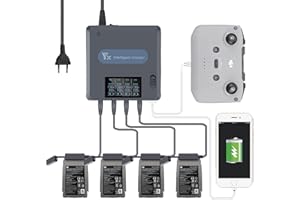 LYONGTECH LCD Display Akku Ladegerät für DJI Mavic 2 Pro/Zoom Drohne,lädt 4 Batterie und 2 USB-Anschlüsse Gleichzeitig, 6 in 1 Parallel Akkuladestation Hub Zubehör