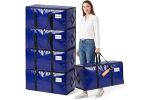 RICHER HOUSE 90 L kraftiga flyttlådor och förvaringsväskor för kläder, 4-pack stora flyttväskor med lock och ryggsäcksremmar