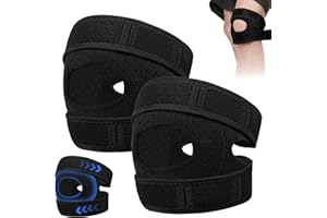 Fefod Kniebandage Für Männer Damen, 2 Stück Verstellbare Patella Kniebandage, Neue Atmungsaktive Bandage Knie, Kniestütze Knee Support für Meniskusriss Knieschmerzen Sport Arthritis Erholung (Schwarz)