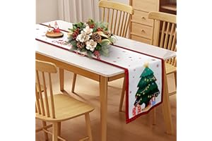 Bonna Runner da tavola natalizio, 183 x 35 cm, motivo stampato di alta qualità, adatto per vacanze, riunioni, decorazioni per il soggiorno, ecc.