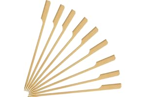 INCETUE 8" / 20CM Bamboo Kebab Skewers 100PCS Food Appetizer Toothpicks Flat Paddle Wood Picks for Apple, Cocktail Fountain, Marshmallow, Burger, Chocolate Bouquet, Barbeque, BBQ, Barbecue, Yakitori Chicken