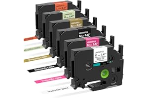 Nastro Cassetta Markurlife Compatibile In sostituzione di Nastro Etichettatrice Brother P-touch TZe TZ Tape 12mm 0.47 Cartucce per Brother Ptouch PT H105 H107 H200 1000 H100r H110, 6Pz Colori Nastri