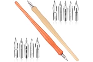 Bewudy Pióro do kaligrafii, 2 sztuki, dla rysowników, artystów, do pisania, kartek z życzeniami, rysowania (kolor drewna)