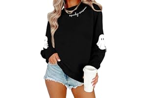 VVNTY Halloween Sweatshirt for Women Ghost Pumpkin Graphic Sweater Shirt Halloween Casual Jumper