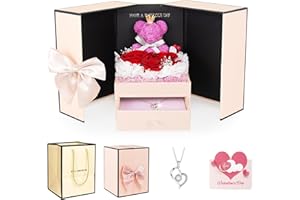 Okabay Flower Gifts for Her,Preserved Rose Flowers Gift Box with 100 Languages Necklace Gift Card,Birthday Gifts for Women on Birthday, Anniversary, Valentine's Day, Mother's Day, Christmas