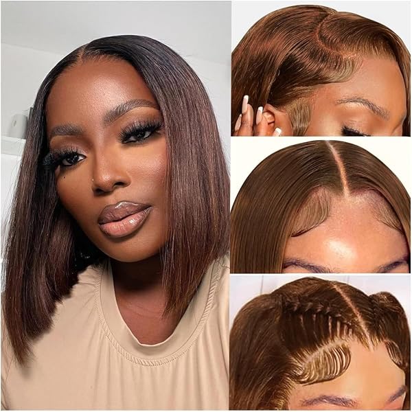 Kinkystraight Echthaar-Perücke Mit Lace Front – 33x10 Cm, Schwarz, 100% Brasilianisches Haar