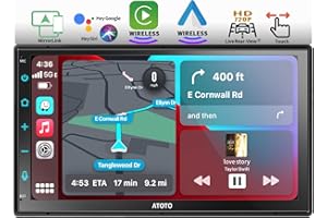 ATOTO F7WE Doppel-DIN Autoradio 7-Zoll Bildschirm, Digital Media Receiver mit Bluetooth, Wireless CarPlay & Android Auto, MirrorLink, FM/AM/RDS/GPS, HD Live Rückansicht, Sprachsteuerung, F7G2B7WE
