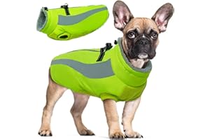 Hjyokuso Hundemantel Wasserdicht, Hunde Wintermantel, Hundejacke für Kleine Mittel Große Hunde, Winddichte Hundekleidung Winterjacke mit Reflektierender Streifen und Reißverschluss - M