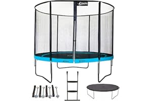 Kangui - Trampoline PUNCHI Bleu - Ø 305-360 - 430 cm + Filet + Échelle + Bâche de Protection + Kit d'ancrage