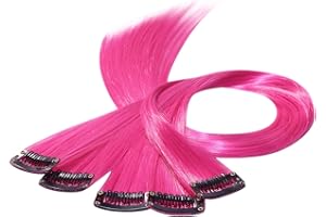 Beauty7 5pcs 20 inches Set 20 Colores Pelucas Lacio Trenzas Color Extensiones de Cabello Clip Sintético Hair Extensions Accesorios de Pelo DIY Decoración Cosplay Fiestas Party