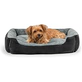 Lionto Bed with Reversible Cushion, Size L, 75 x 60 cm, Black/Grey | Heavy Duty Dog Bed with Removable Reversible Cushion, No