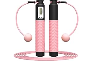 Senshuomy Skipping Rope with Counter,Digital Speed Jump Rope,LCD Display, 3 Display Modes,For Kids Adults Fitness, Adjustable Rope, Weighted & Non-slip Handle for Fitness