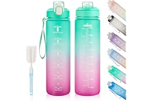 YC Kitchen Borraccia Sportiva Motivazionale 1L - Borraccia 1 litro, Bottiglia d'acqua Sportiva con paglia e trasporto cinghia