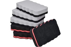 Willingood 6er Set Whiteboard Schwamm, Magnetische und Handwaschbare Whiteboardlöscher, Mikrofaser Whiteboard Radierer für Flipchart, Memoboard, Magnettafel, Schreibtafel (3 Schwarz + 3 Grau)