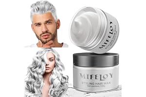 COUKULA 4,23 Unzen Weiß Temporäre Haartönung, White Instant Hair Cream Mud, Natürliche Haarfarbe Frisur Pomade, Unisex Styling Haartone Wax, 120g Silberweiß Haar Wachs für Party Cosplay Halloween Weihnachten