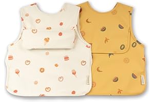 ÜneeQbaby Baberos Impermeables para Bebés y Niños Pequeños, Sin Mangas, Certificados Oeko-TEX para la Alimentación y el Juego Desordenado