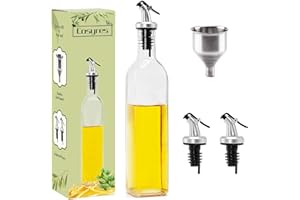 Cosyres Botella de Aceite de Vidrio, Dispensador de Aceite de Oliva/Vinagre para Cocinar (Transparente, 500ML)