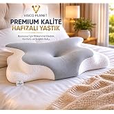 Visco Planet Ortopedik Visco Boyun Yastığı Memory Foam Boyun Destekli Ergonomik Uyku Yastığı 62x42x13/10 cm