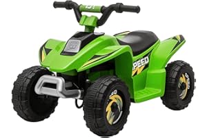 HOMCOM Quad Elettrico per Bambini da 18-36 Mesi Con Batteria Ricaricabile 6V, Velocità 2.8-4.6km/h e Marcia Avanti e Indietro, 72x40x45.5 cm, Verde