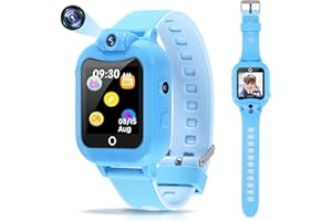 YISAKILU Montre Intelligente pour Enfants Smartwatch avec Appareil Photo et Jeux, Lecteur de Musique, podomètre, Radio FM, Lampe de Poche, réveil, écran Tactile IPS de 1,5 Pouces - Bleu