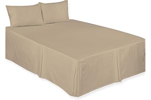 ARLINENS Luxury Plain Dyed Poly Cotton Platform Base Valance Sheet in Following Colours and Sizes (DOUBLE, LATTE)