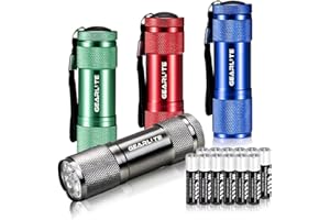 GEARLITE Lampe de Poche Enfant, 4 Pack Aluminium Mini Lampe de Poche LED, IP65 Étanche 50 LM Petite Lampe Torche Enfants Pile avec Lanyard pour Camping Randonnée Outdoor Garçons Filles (Quadricolore)