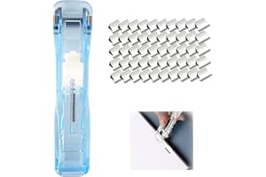 NectaRoy Cucitrice, Pinzatrice Creativa Riutilizzabile, Pinzatrice per Carta Senza Tracce, Spingere Spillatrici, Portatile Cucitrice Carta, Ufficio Cucitrice con 50 Pezzi Graffette Riutilizzabili