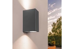 Ledvion - Lampa ścienna LED antracyt & Cube, GU10 Spot, IP54, światło w górę i w dół, lampa zewnętrzna, oświetlenie ogrodowe, oświetlenie elewacji