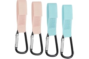 SUBTAVIK 4 Pcs Buggy Clips, Buggy Clips for Pram Buggy Clip Pram Clips Pram Clips for Bags for Hang Shopping Bags or Diaper Bags on Your Stroller Pram or Pushchair (Pink & Blue)