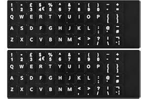 CASEBUY Lot de 2 autocollants de remplacement pour clavier anglais anglais avec police blanche sur fond noir pour ordinateur portable, ordinateur de bureau, clavier britannique mat